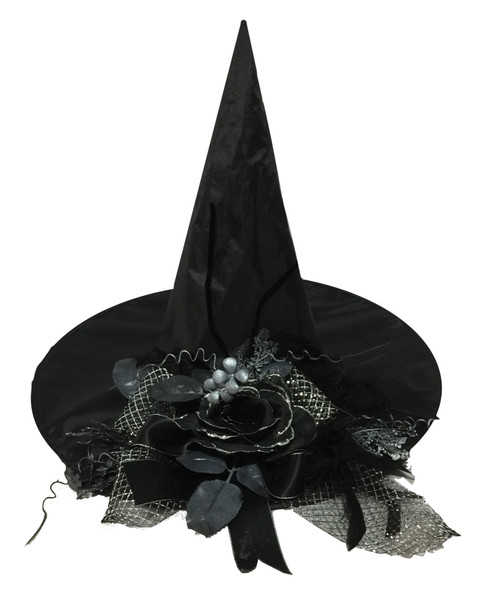 Women's Witch Hat With Black Flower