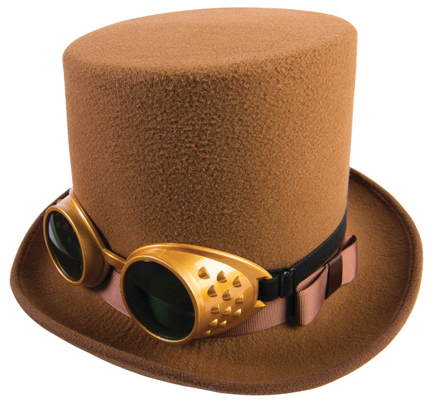 Steampunk Hat With Goggles Brown Adult