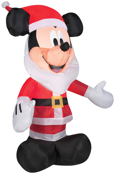 4' Airblown Inflatable Mickey With Santa Beard