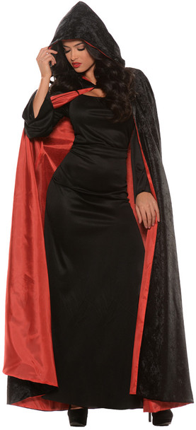 Hooded Velvet Cape With Lining Adult