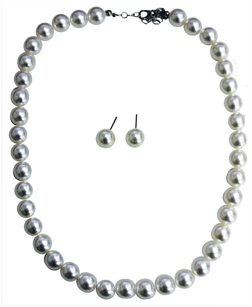 50's Pearl Earring & Necklace Adult