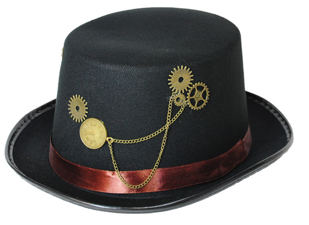 Steampunk Hat Black Brown Band Adult