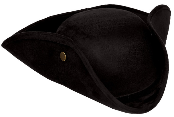 Faux Suede Tri Corner Hat-Black One-Size Adult