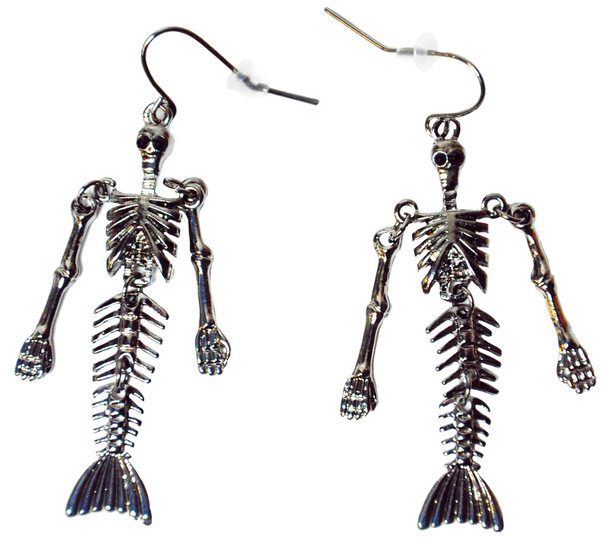 Skeletal Mermaid Earrings Adult