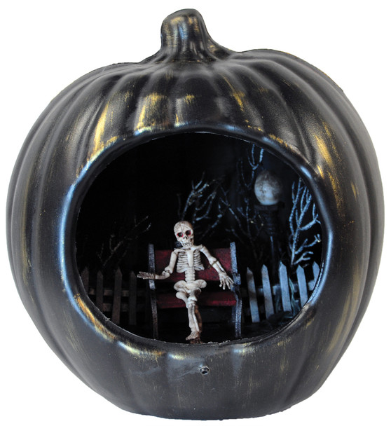 Pumpkin Prop With Light-Up Haunted Scene