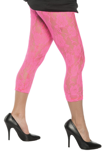 Women's Neon Pink Lace Leggings Adult X-Small (2-4)