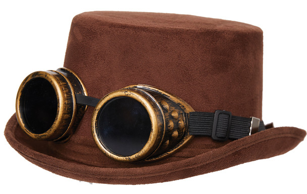 Faux Suede Hat With Goggles Adult