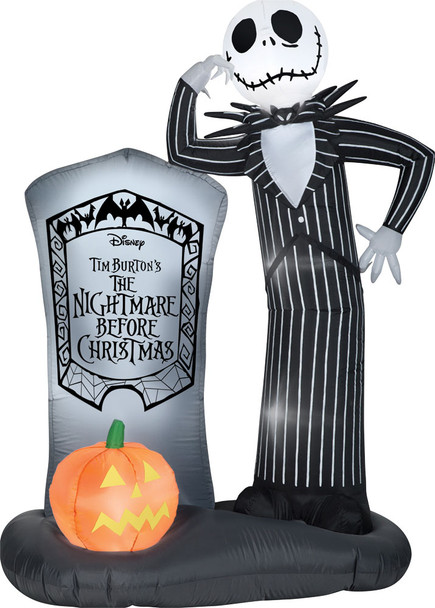 6' Airblown Inflatable Jack Skellington With Tombstone