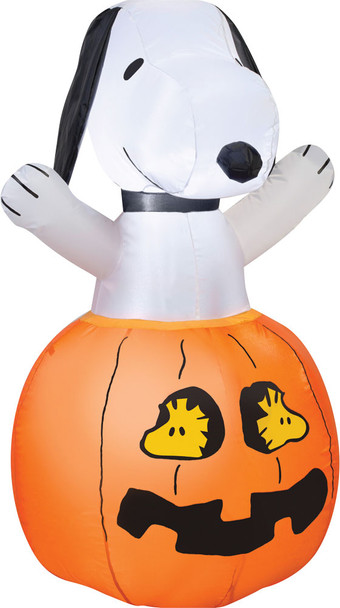 36" Airblown Inflatable Snoopy In Pumpkin With Woodstock