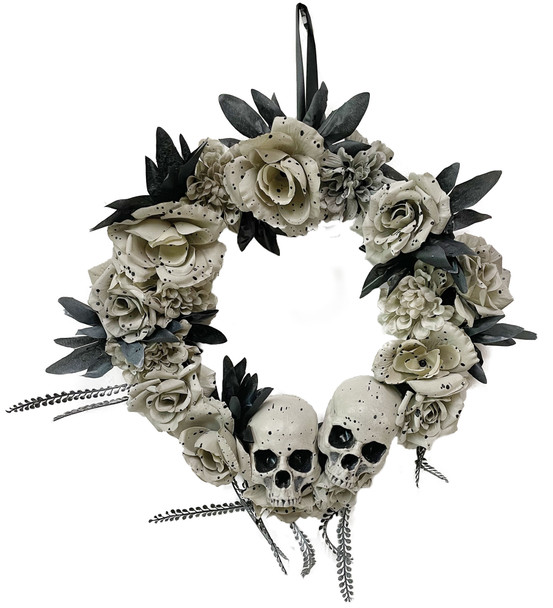 Wreath With Skull & Roses