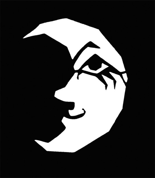 Stencil Crescent Moon With Face