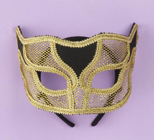 Women's Netted Venetian Mask Gold