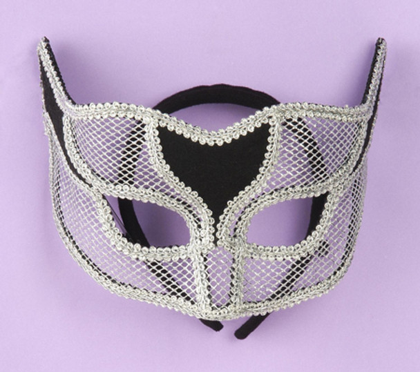 Women's Netted Venetian Mask Silver