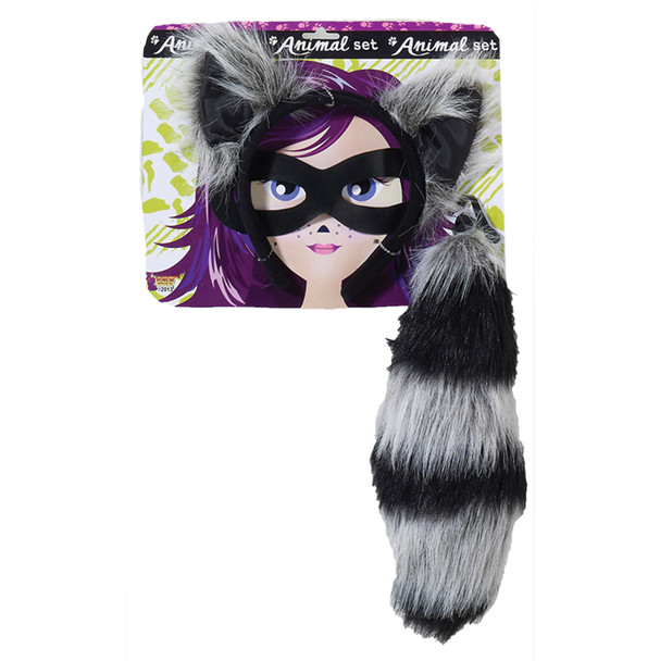 Raccoon Tail & Mask Kit Adult