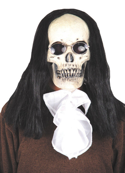 Deluxe Goth Skull Mask With Hair Adult