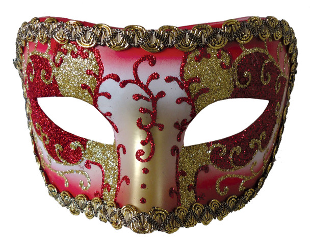 Women's Medieval Opera Mask Red/Gold