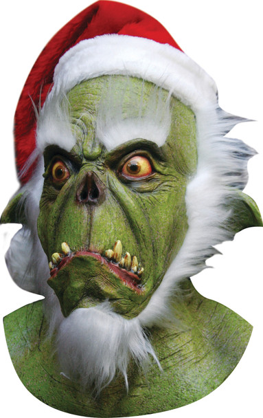 Men's Green Santa Latex Mask Adult