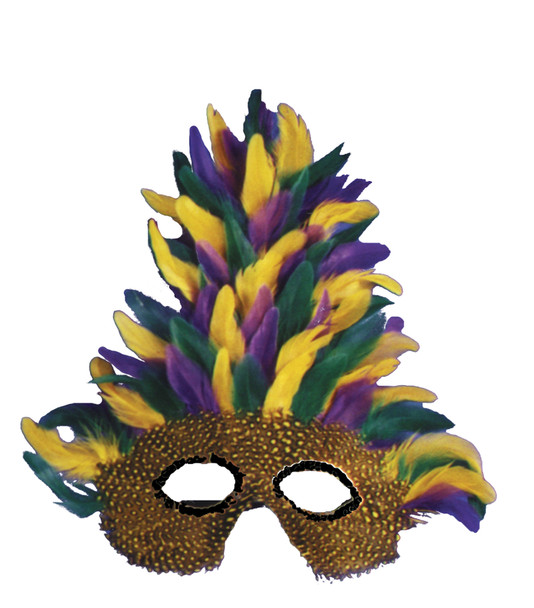 Tall Feather Mardi Gras Mask Adult