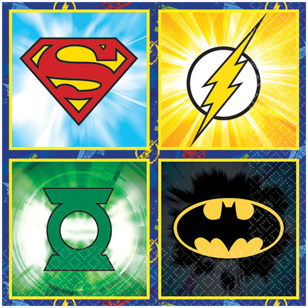 5" Justice League Beverage Napkins-Pack Of 16