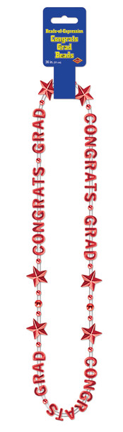 36" Congrats Grad Beads Red