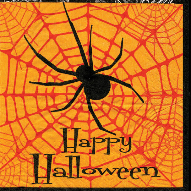 6.5" Halloween Themed Square Lunch Napkins-Pack Of 16