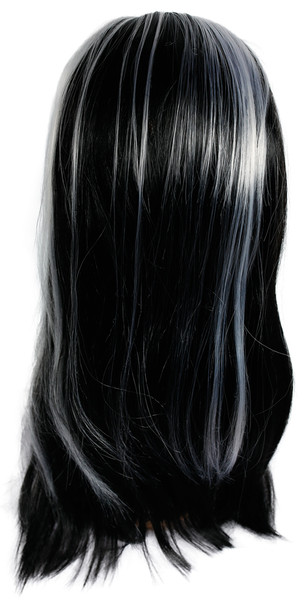 Women's Wig Vampira Black With Black/White Streak