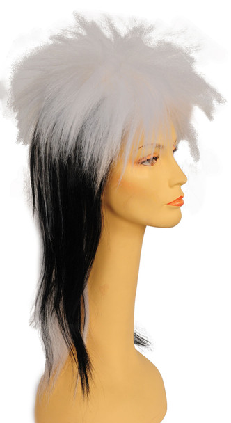 Women's Wig Punk Fright Skunk Stripe Black/White