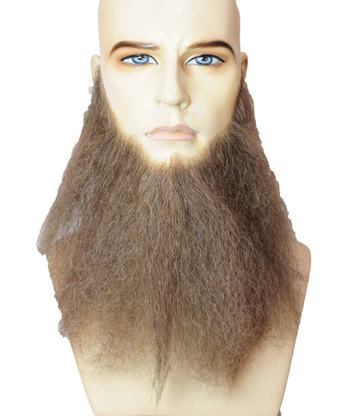 Men's Beard Full-Face 10" Human Hair Light Charcoal Brown/Gray 38