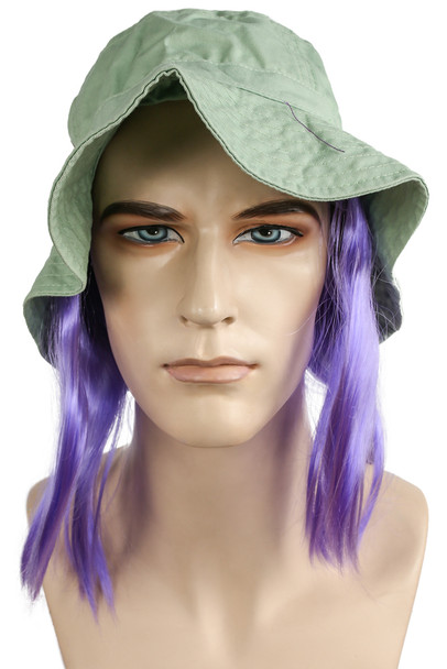 Men's Wig Clown Tramp With Hat Purple