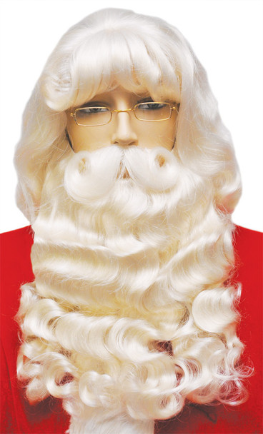 Men's Wig Santa Set 007EX Supreme With Mustache White