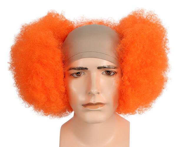Men's Wig Bald Curly Clown Fl Front Orange