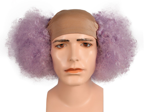 Men's Wig Bald Curly Clown Flesh Front Purple