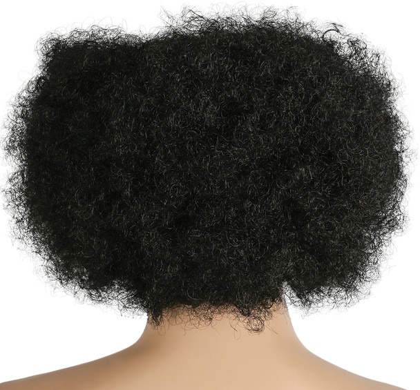 Men's Wig Bald Curly Clown White Front Black