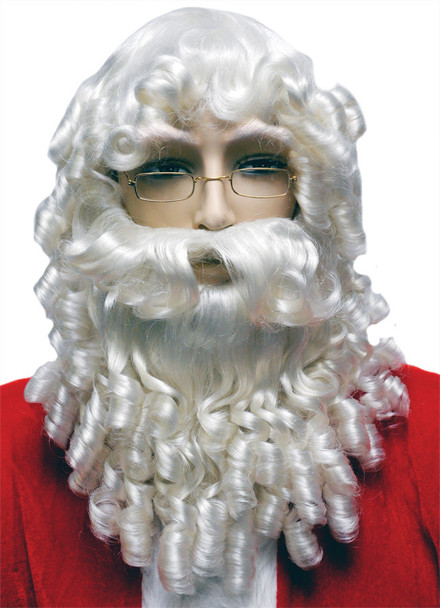 Men's Wig Santa Set Curly White
