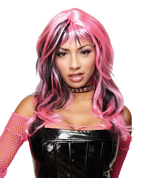 Women's Wig Hard Rockin Witch Black/Pink