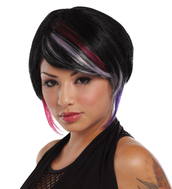 Women's Wig New Rave Black Lavender Hot Pink