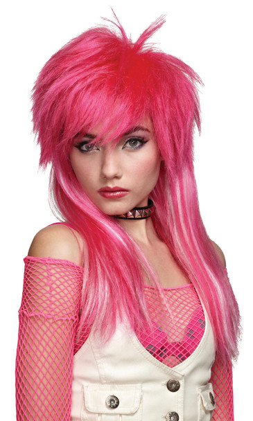 Women's Wig Hot Pink White Glam