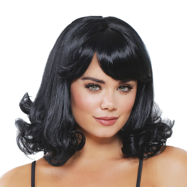 Women's Wig Mid-Length Curly Black