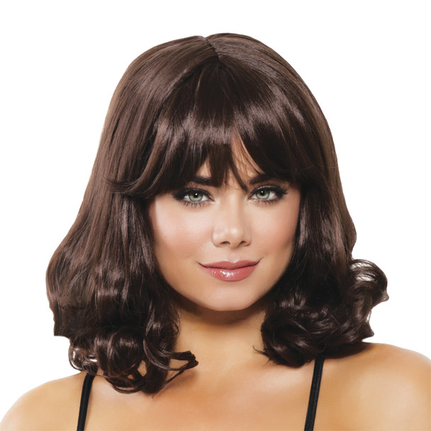 Women's Wig Mid-Length Curly Brown