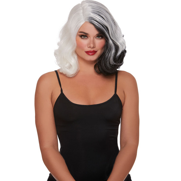 Women's Wig Split Hues Glam Black Whit