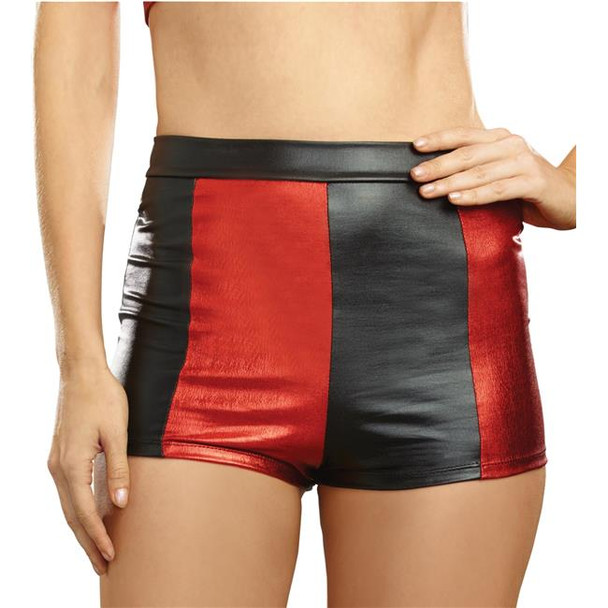 Women's Harley Quinn Shorts Black/Red Adult Costume
