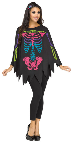 Women's Poncho Skeleton Adult Costume