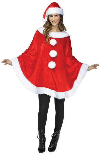 Women's Santa Poncho Adult Costume