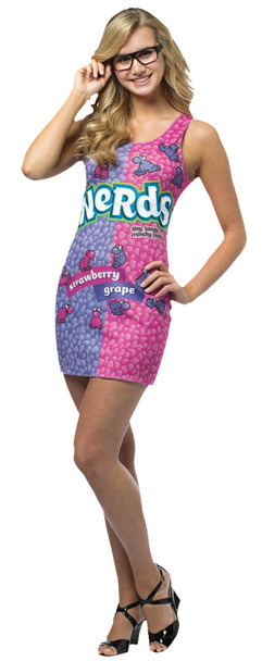 Girl's Nerd Dress & Glasses Tween Costume