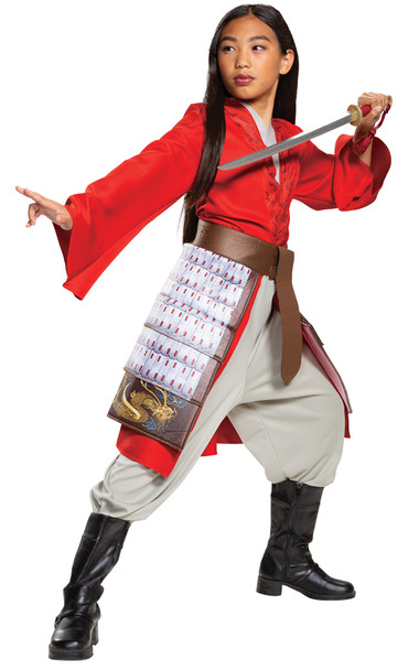 Girl's Mulan Hero Red Dress Deluxe Child Costume