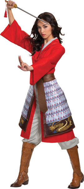 Women's Mulan Hero Red Dress Deluxe Adult Costume