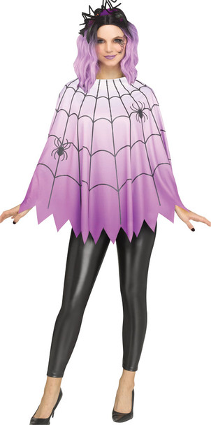 Women's Poncho Spiderweb Purple Adult Costume