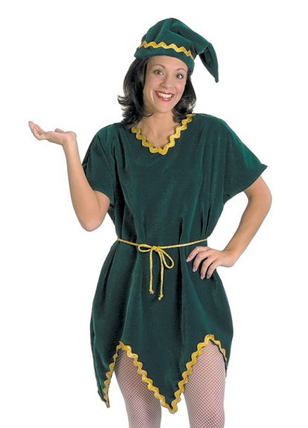 Women's Elf With Gold Rich Velvet Adult Costume