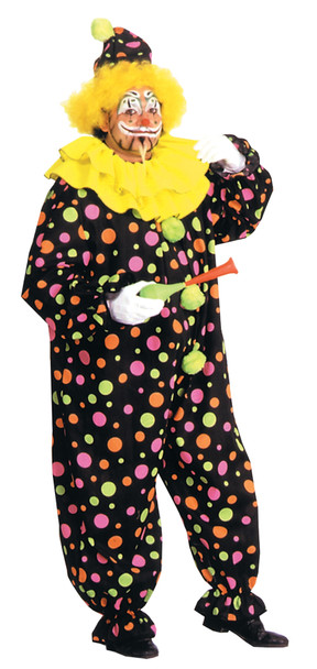 Men's Neon Dotted Clown Adult Costume