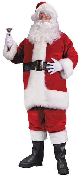 Men's Santa Suit Premium Plush Red Adult Costume